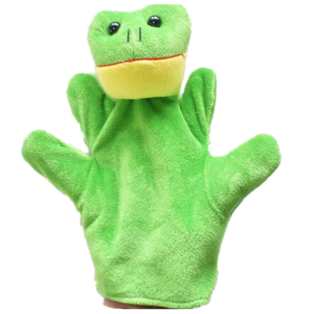 Cartoon animal  shape plush hand puppet(Frog),Short plush and PP cotton,23CM,80g,sold by PC
