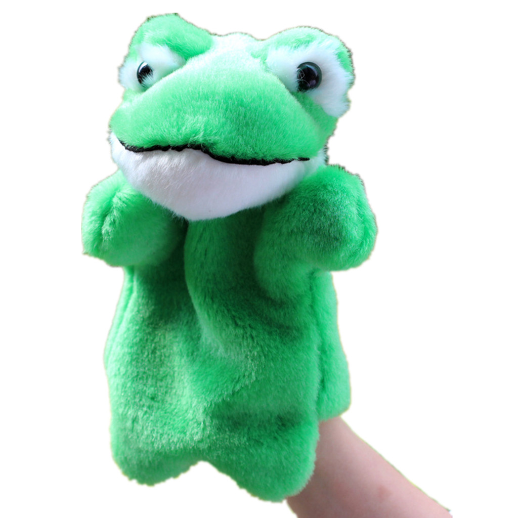 Cartoon puppte toy,plush frog hand puppet,Short plush and PP cotton,26CM,100g,sold by PC