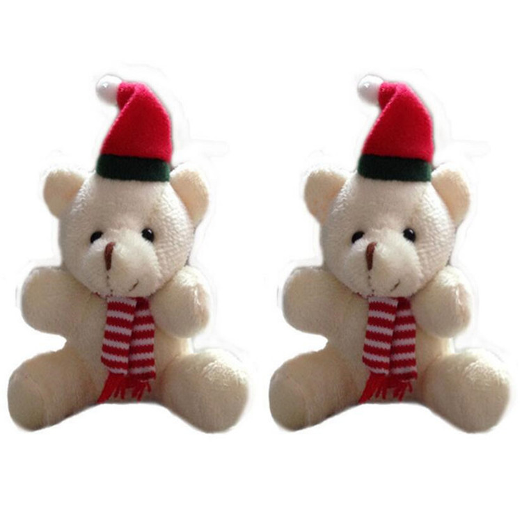 plush Christmas bear, beige and brown, 9cm with sitting posture