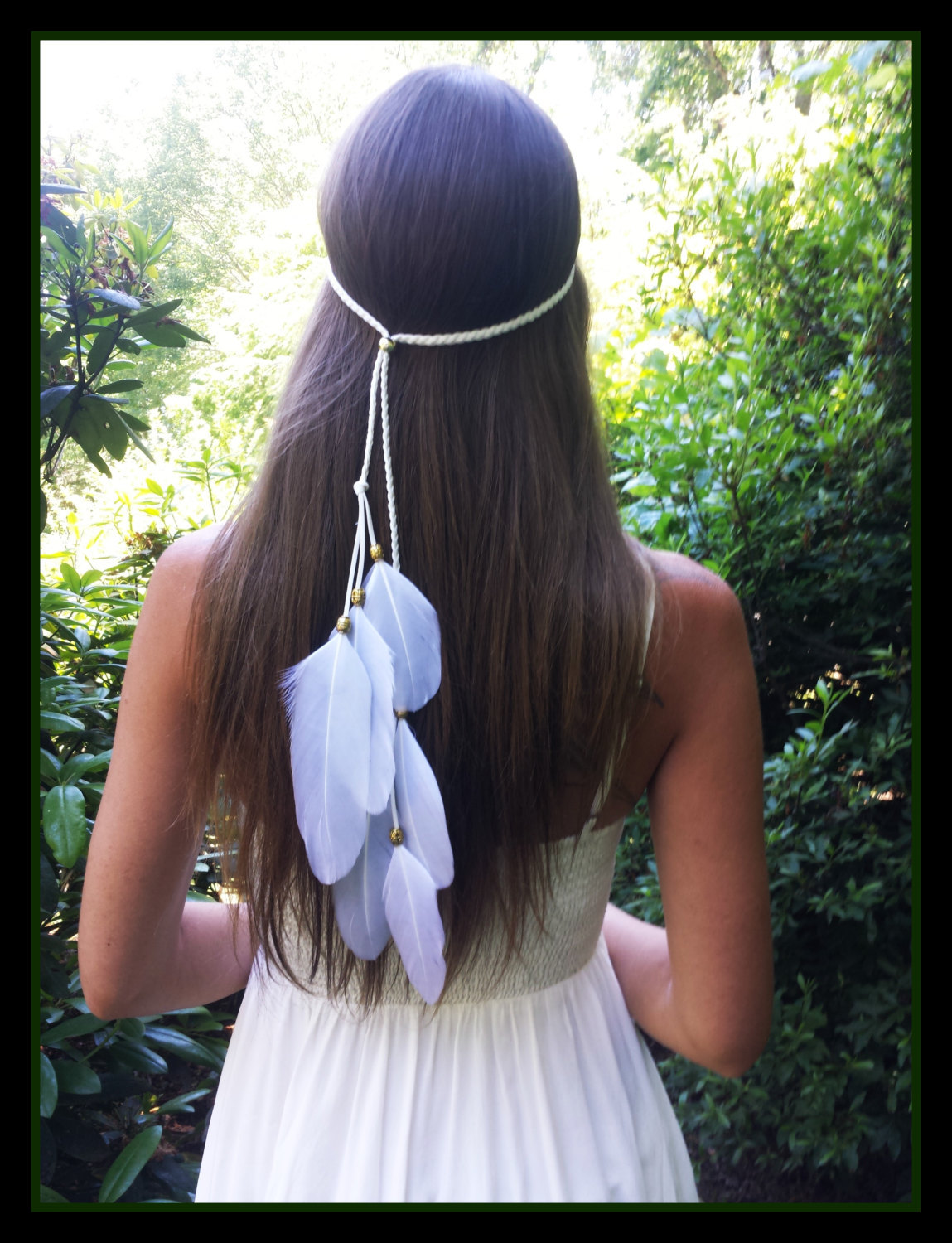Hand made white  feather  hair band  bohimia feather band