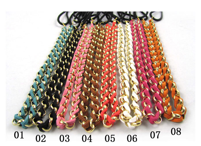Mixed color chain hair band  elastic  faux cords