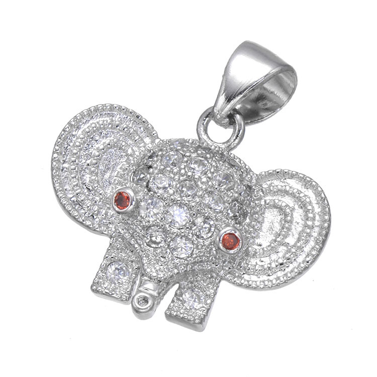 17*14mm Elephant Pendant DIY Micro Cubic Zirconia Animal-shaped necklace pendant