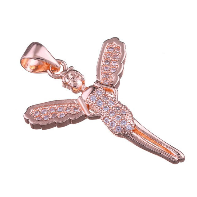 27*19mm angel Pendant DIY Micro Cubic Zirconia Animal-shaped necklace pendant