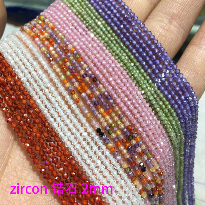 Zircon Natural Faceted Stone Loose Beads 2mm 3mm For Jewelry Making DIY Bracelet Accessories 15''