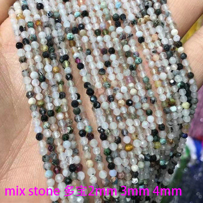 Mix stone Natural Faceted Stone Loose Beads 2/3/4mm For Jewelry Making DIY Bracelet Accessories 15''