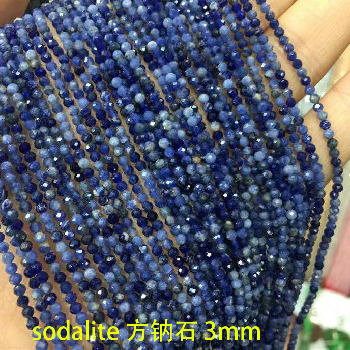 sodalite  Natural Faceted Stone Loose Beads 3mm For Jewelry Making DIY Bracelet Accessories 15''