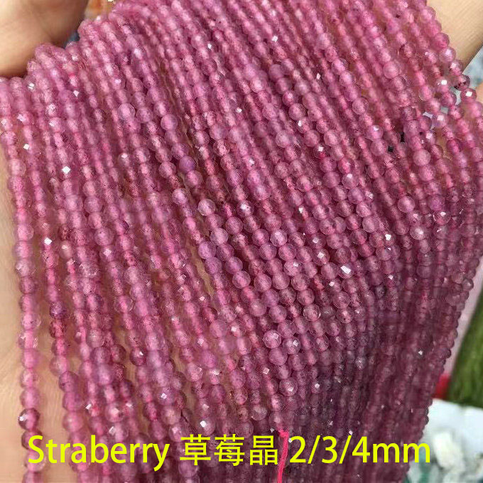 straberry Natural Faceted Stone Loose Beads 2/3/4mm For Jewelry Making DIY Bracelet Accessories 15''