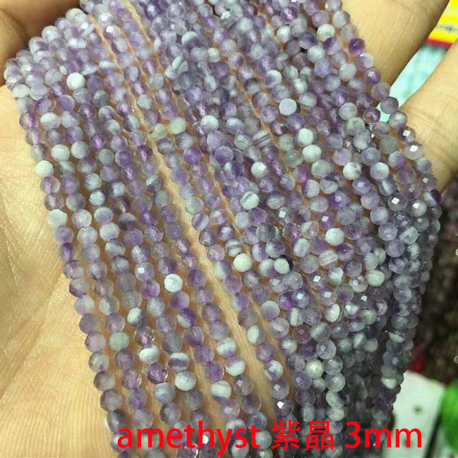 amethyst B+ Natural Faceted Stone Loose Beads 3mm For Jewelry Making DIY Bracelet Accessories 15''