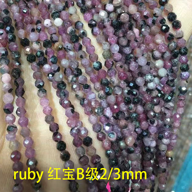 ruby Zircon Natural Faceted Stone Loose Beads 2/3mm For Jewelry Making DIY Bracelet Accessories 15''