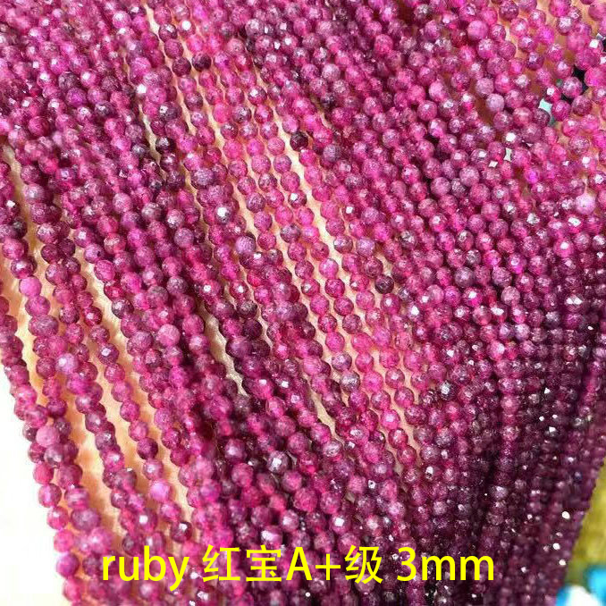 red ruby Zircon Natural Faceted Stone Loose Beads 3mm For Jewelry Making DIY Bracelet Accessories 15''
