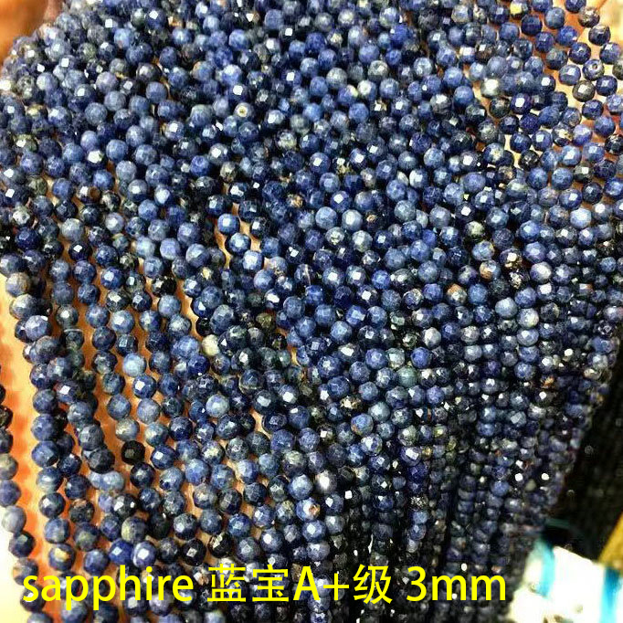 sapphire Zircon Natural Faceted Stone Loose Beads 3mm For Jewelry Making DIY Bracelet Accessories 15''