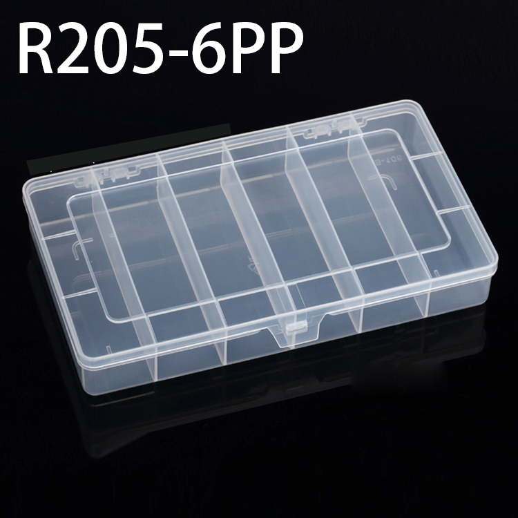 R205-6PP 205*115*33mm  PP plastic box, parts box, storage box, transparent white