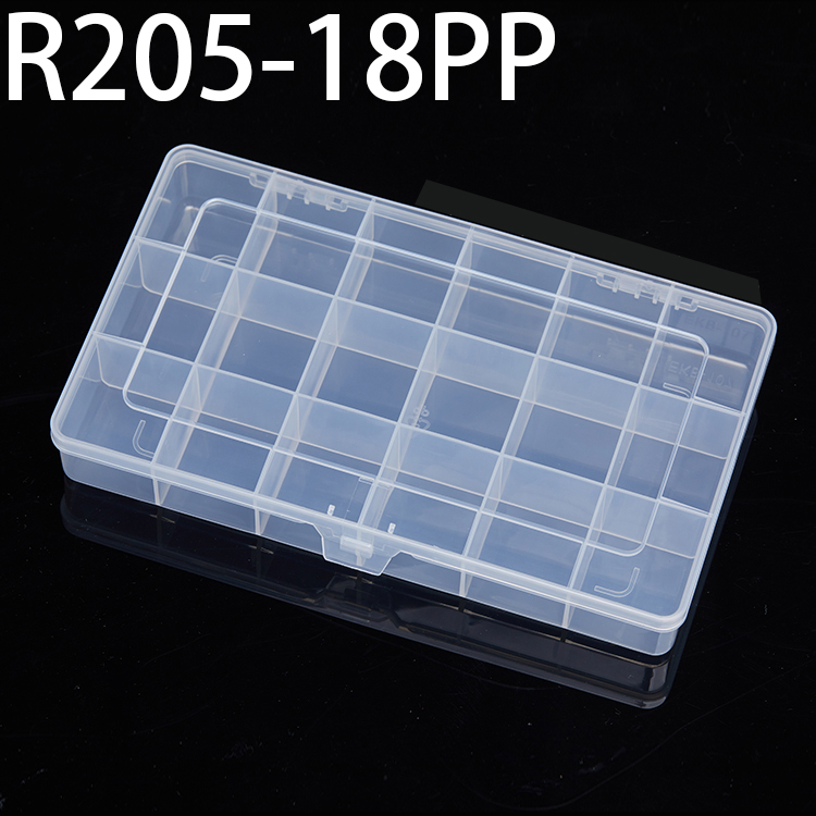 R205-18PP 205*115*32mm  PP plastic box, parts box, storage box, transparent white