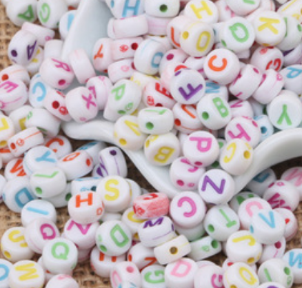 Alphabet beads Colored plastic beads Pie shape letter beads 4*7mm 500g pz001