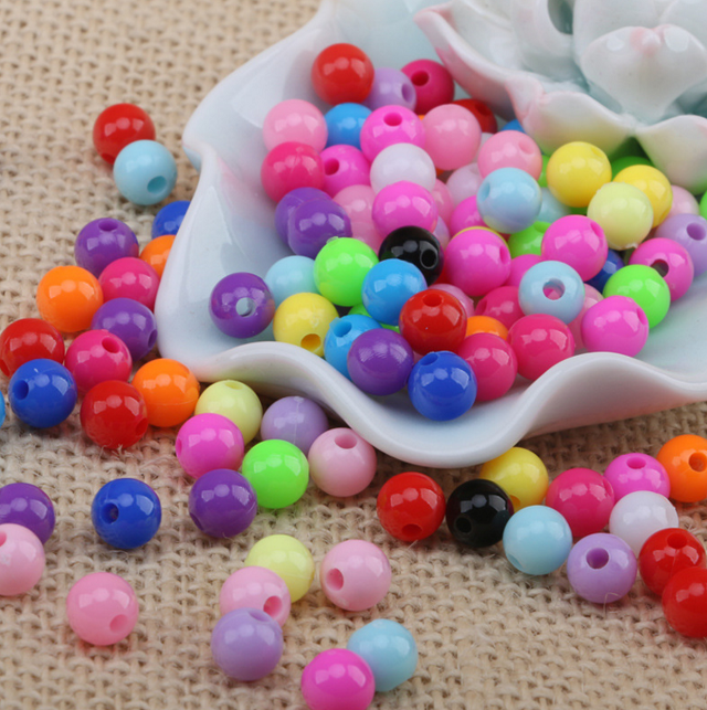 6-10mm acrylic solid color round beads loose beads candy net red envelope accessories wholesale Barbie doll material polishing