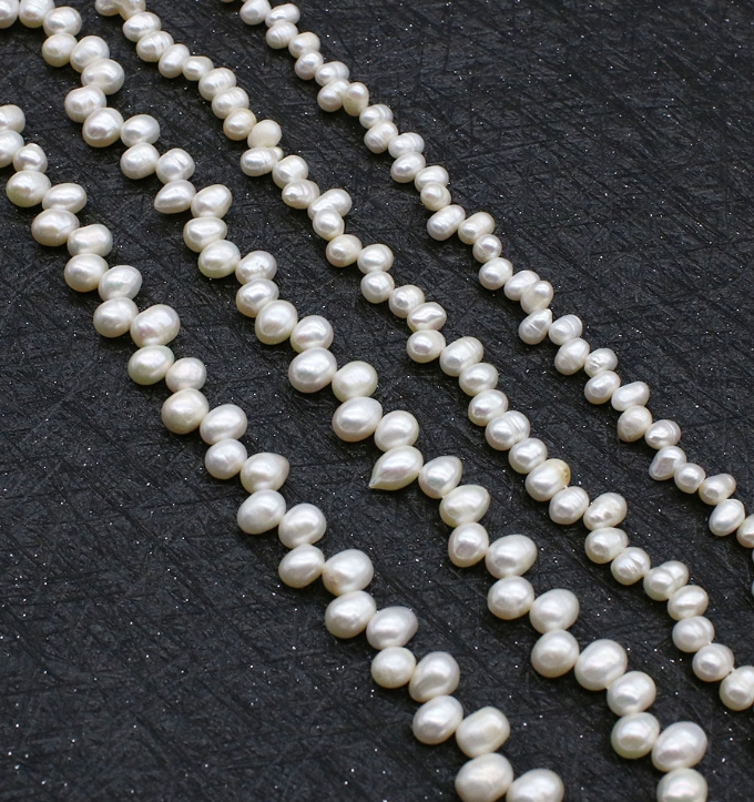 Side drilled pearls  sold by strands  4-8mm  different size for choice