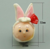 Red Rabbit Clay Beads, mixed, 16-29x18-20x13-20mm, Hole:Approx 1.5mm, Sold By PC