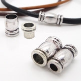 20pcs/lot Cylinder Silver Tone Strong Paved Jewelry Clasps Fitting 6mm Leather