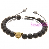 Elastic Bracelets, with Lava stone , Fox, more color for choice, 8mm, Length:Approx 8-10 inch, sold By Strand .