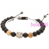 Elastic Bracelets , with Black stone , Picture stone ,Owl, more color for choice, 8mm, Length:Approx 8-10 inch, sold By Strand .