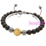 Elastic Bracelets,  with Black stone , hematite ,Lion,multi-colored, 8mm, Length:Approx 8-10 inch, sold By Strand .