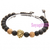 Elastic Bracelets , with Black stone , Picture stone ,Lion, more color for choice, 8mm, Length:Approx 8-10 inch, sold By Strand .