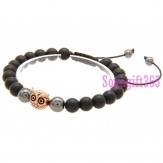 Elastic Bracelets , with Black stone , hematite ,Owl, more color for choice, 8mm, Length:Approx 8-10 inch, sold By Strand .