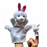 Cute plush rabbit hand puppet toy,short plush and PP cotton,22*20/7*3CM,90g,Sold By Set