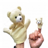 Cute plush white bear hand puppet toy,short plush and PP cotton,22*20/7*3CM,90g,Sold By Set