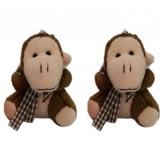 monkey doll, with plaid cloth bow tie, sitting monkey, three colors for choice, 6cm