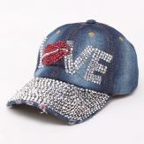 Rhinestone fashion love Lips base ball adjustable caps hats