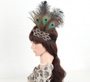 Hand made adjustable feather hair band peacock feather hair band