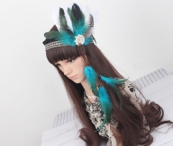 Hand made adjustable  feather  headband  for party