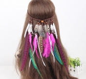 Hand made braid feather hair band  adjustable  hairband for party