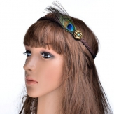 Adjustable hand made Peacock feather elastic hair band hair cords