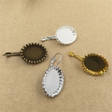 French ear hook Setting Pendant Tray Jewelry Blanks Alloy Round earring base diy material
