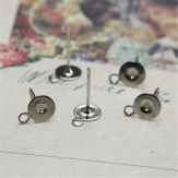 French ear hook Setting Pendant Tray Jewelry Blanks Alloy Round earring base diy material