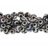 Natural Tibetan Agate Dzi Beads, Round, cut faced  agate sold by strands