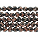 Brown Tibetan Agate Dzi Beads, Round, cut faced  agate sold by strands