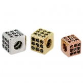 Cube DIY Copper Metal Micro Pave Cubic Zirconia Spacer Beads