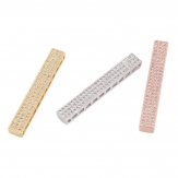 37*6mm  DIY Copper Metal Micro Pave Cubic Zirconia Spacer Beads