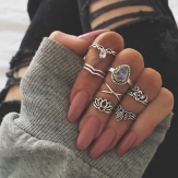 Fashion flower  stone rings  7 Pcs/ sets