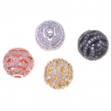 12mm Hollow spherical beads ball beads DIY Micro Cubic Zirconia Spacer Beads