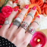 14 Pcs ring sets  stone rings joint rings  Bohemian style ring sets finger rings