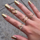 5 Pcs/sets  rhinestone Triangle finger rings  joint rings
