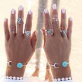 6 Pcs/sets Elephant turquoise  beads Retro celebrity style Joint rings