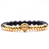 Elastic lion head  black  stone bracelets gemstone bracelets