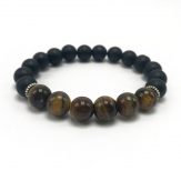 10mm size  gemstone bracelets  tiger eye and black stone bracelet