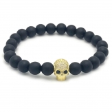 Black stone skull head men's bracelets  pave bracelets