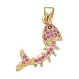 22*11mm fish bones Pendant DIY Micro Cubic Zirconia Animal-shaped necklace pendant